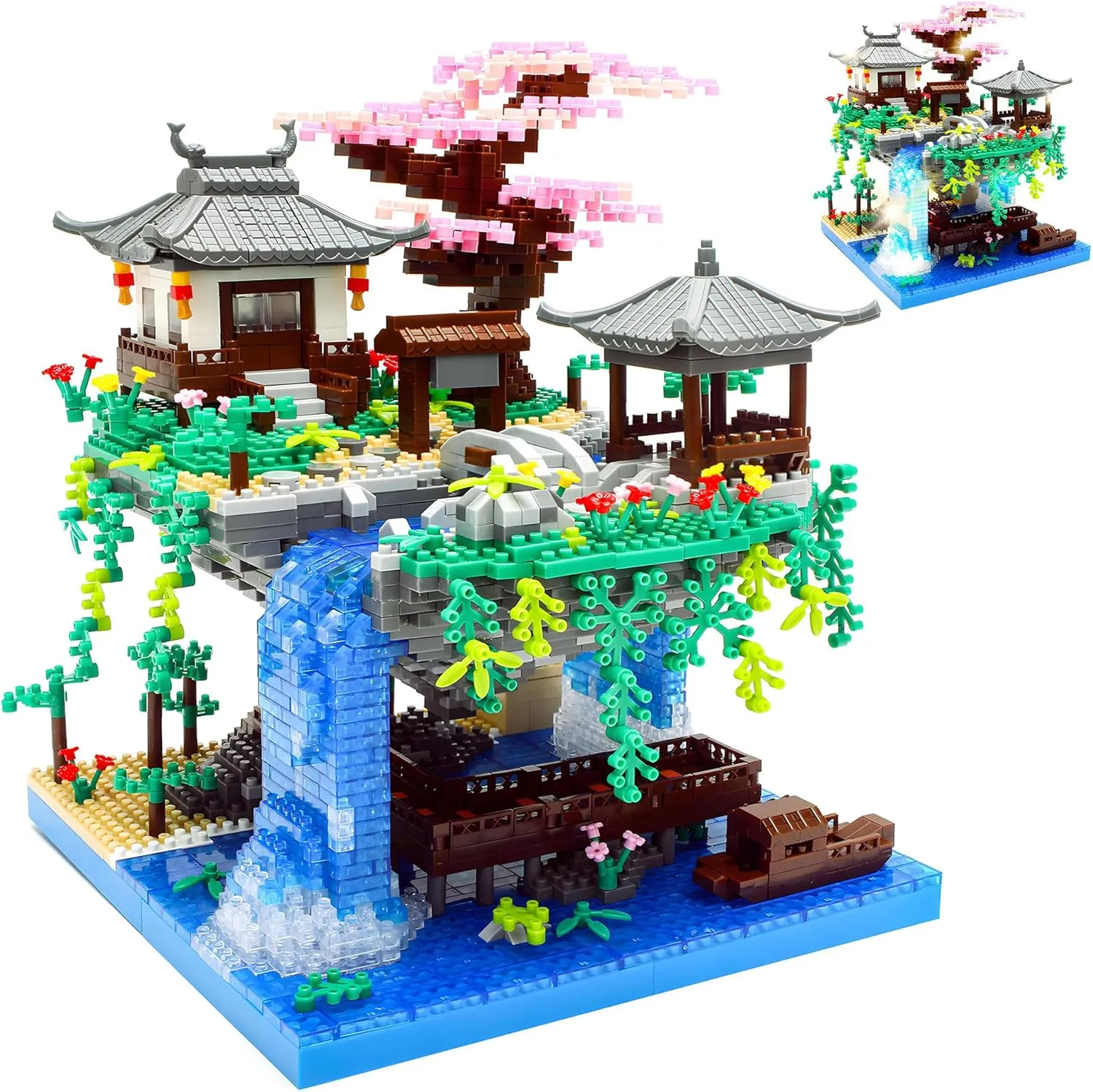 Lights, A Floating Architecture Model Kit for hydrothermal liberty archaeology sew smother scorn Home or Office- 2705 PCS Peach Blossom Lake Building Blocks Micro Building Set, Tranquil Garden with Flowers and 
