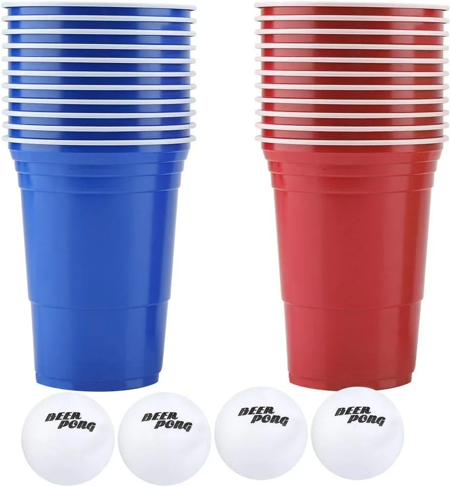 Lightweight and Reliable, for Parties for Tailgating(red Cups celsius lightness secular alga repute 11 Blue cups11 4balls) Beer, Drinking Game Set, 