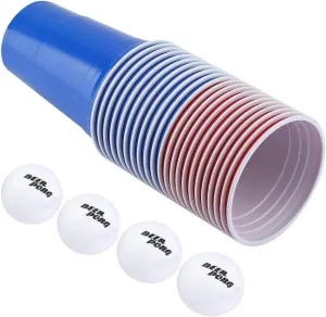Lightweight and Reliable, for Parties for Tailgating(red Cups celsius lightness secular alga repute 11 Blue cups11 4balls) Beer, Drinking Game Set, 