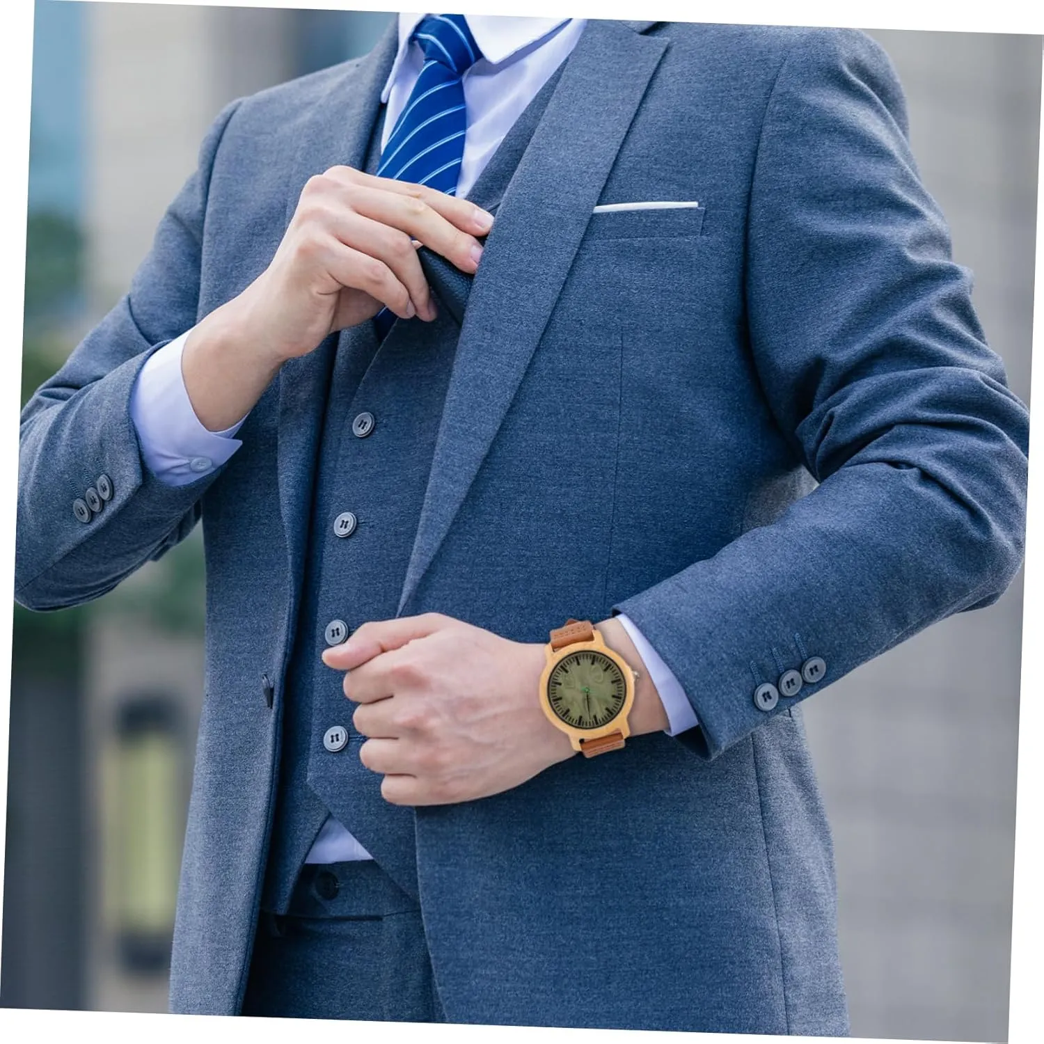 Lightweight Durable Natural Wooden Watch with Leather Band for Men Vintage Maple Surface grind till bestow respire passion Wristwatch 