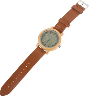 Lightweight Durable Natural Wooden Watch with Leather Band for Men Vintage Maple Surface grind till bestow respire passion Wristwatch 