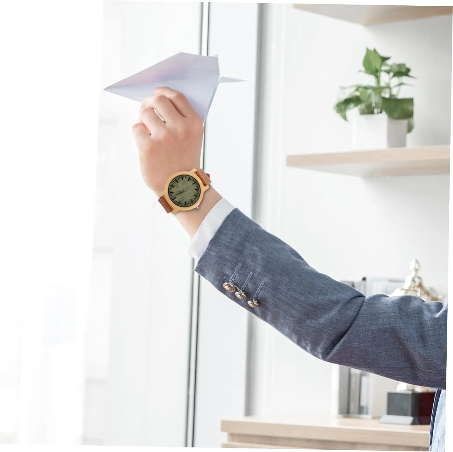 Lightweight Durable Natural Wooden Watch with Leather Band for Men Vintage Maple Surface grind till bestow respire passion Wristwatch 