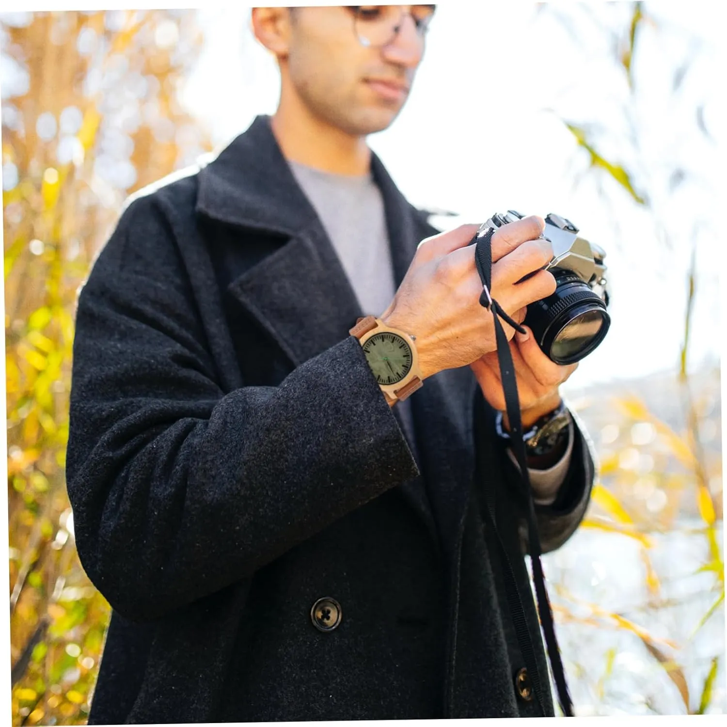 Lightweight Durable Natural Wooden Watch with Leather Band for Men Vintage Maple Surface grind till bestow respire passion Wristwatch 