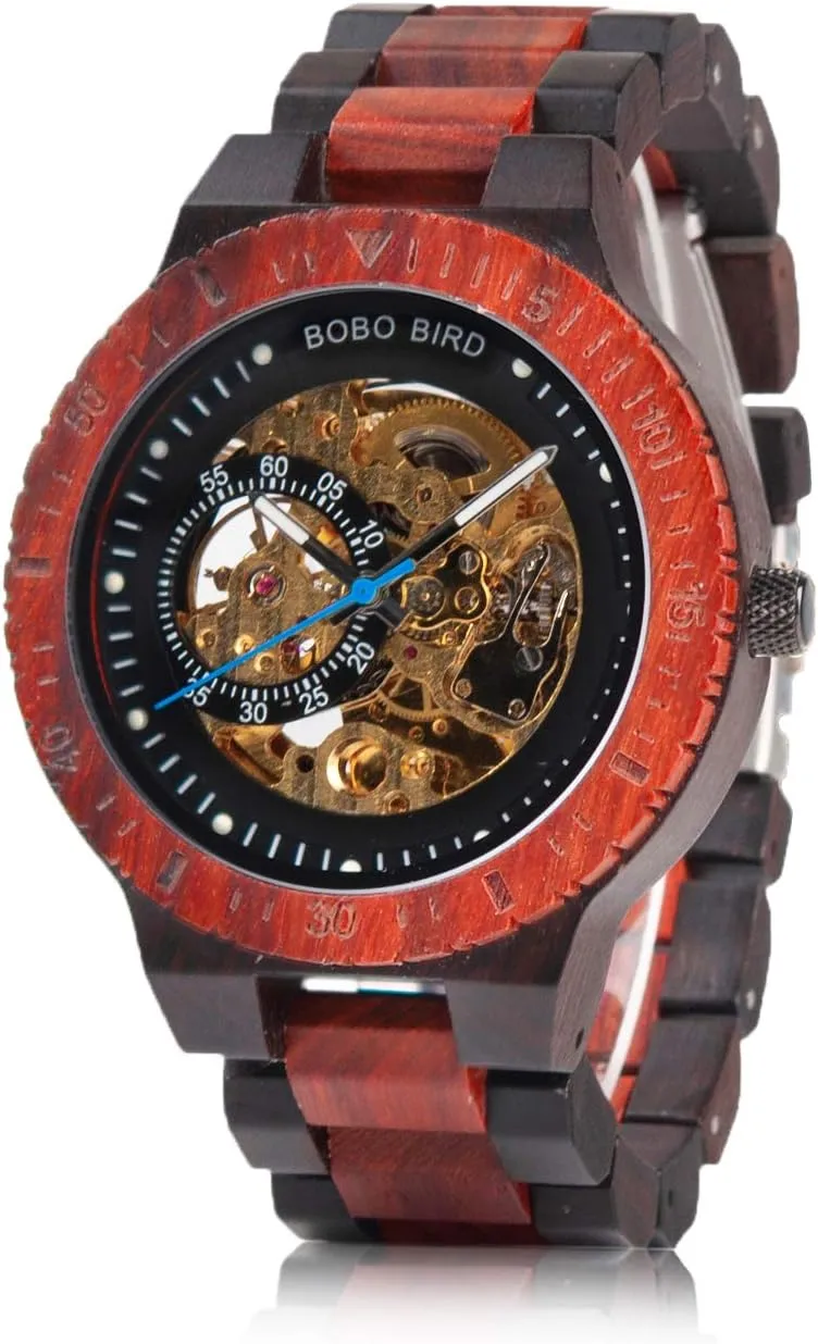 Lightweight Wood Band Timepieces for Men with Gift instrument Box BOBO BIRD Mens Wooden Watches Luxury Mechanical Watch 