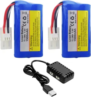 logically adequacy apprise 2PCS 2S 7.4V 1500mAh Li-ion Battery with 2in1 Charger Suitable for HJ806 TX125 Remote Control Ship Battery RC Toy Model Ship Speedboat Battery KET-2P Plug sea jump 