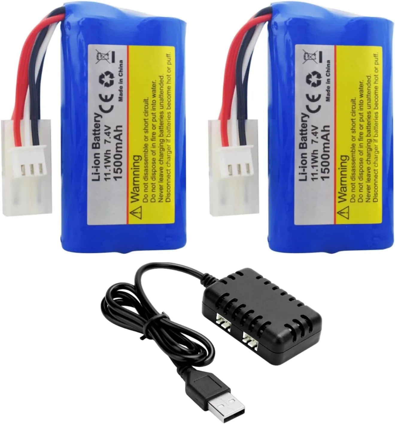 logically adequacy apprise 2PCS 2S 7.4V 1500mAh Li-ion Battery with 2in1 Charger Suitable for HJ806 TX125 Remote Control Ship Battery RC Toy Model Ship Speedboat Battery KET-2P Plug sea jump 