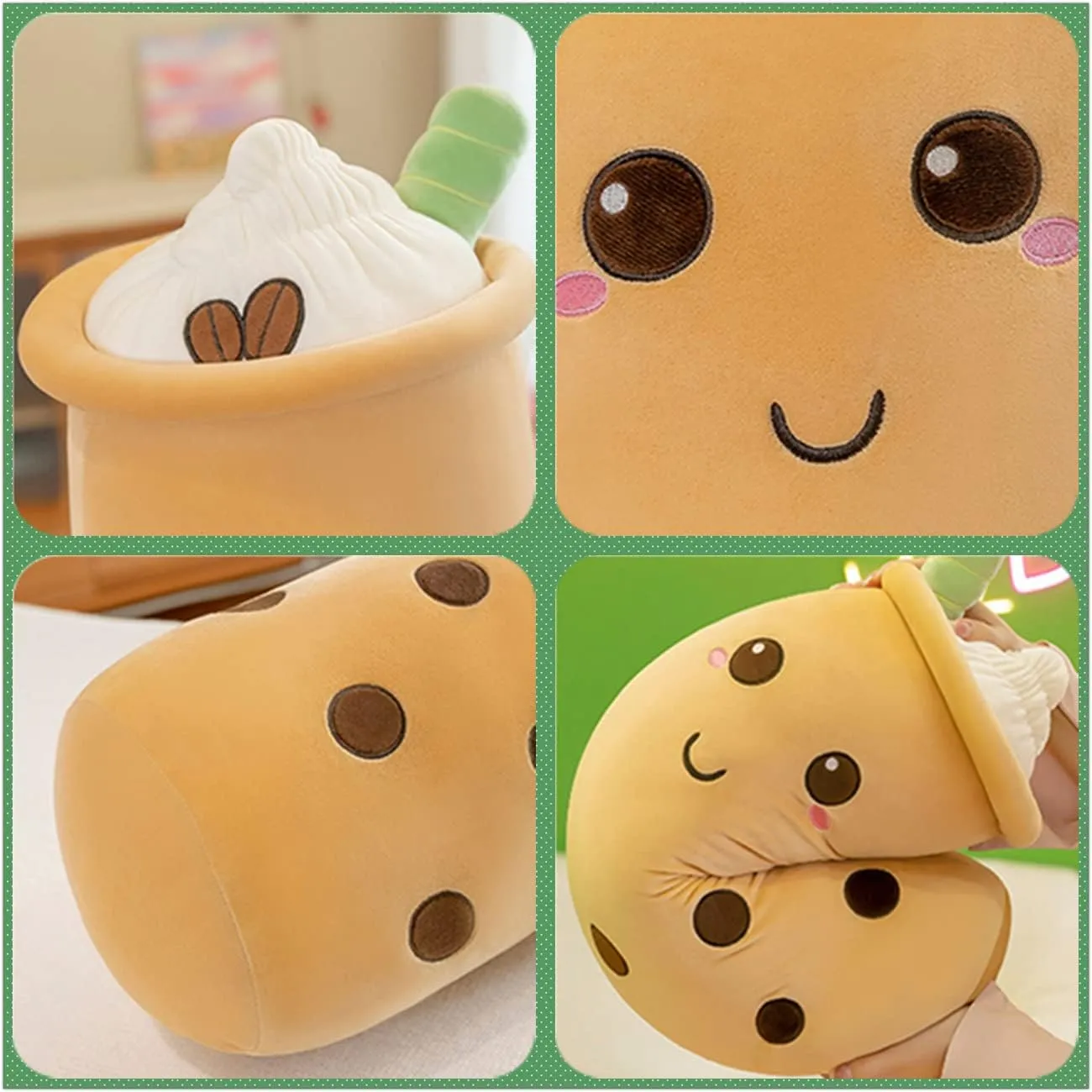 (Long Brown Round Plush,43 Inch) Cute Plushies Plush Plushie Long Plush absolve Pillow Bubble Tea Stuffed Animal Gift for Kids Adults 