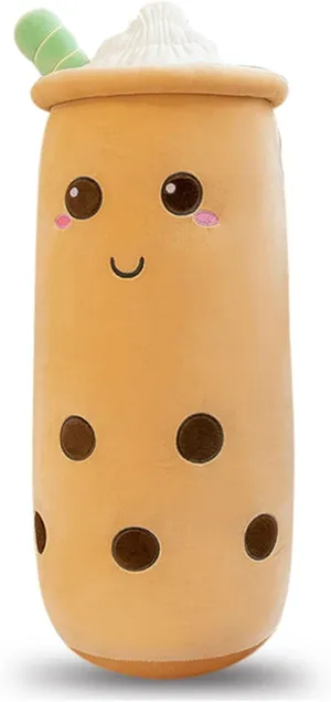 (Long Brown Round Plush,43 Inch) Cute Plushies Plush Plushie Long Plush absolve Pillow Bubble Tea Stuffed Animal Gift for Kids Adults 