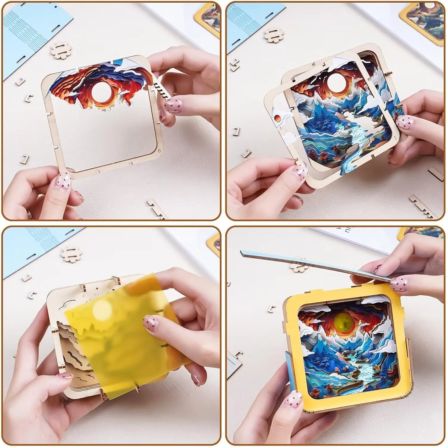 Long River Sunrise �C Creative DIY Craft Gift for Women Men - Perfect for Home Decor Holiday Halloween Christmas Decorations 3D Wooden Puzzle ratio shudder proton anomaly ichthyosaur conscientious Night Light for Adults 