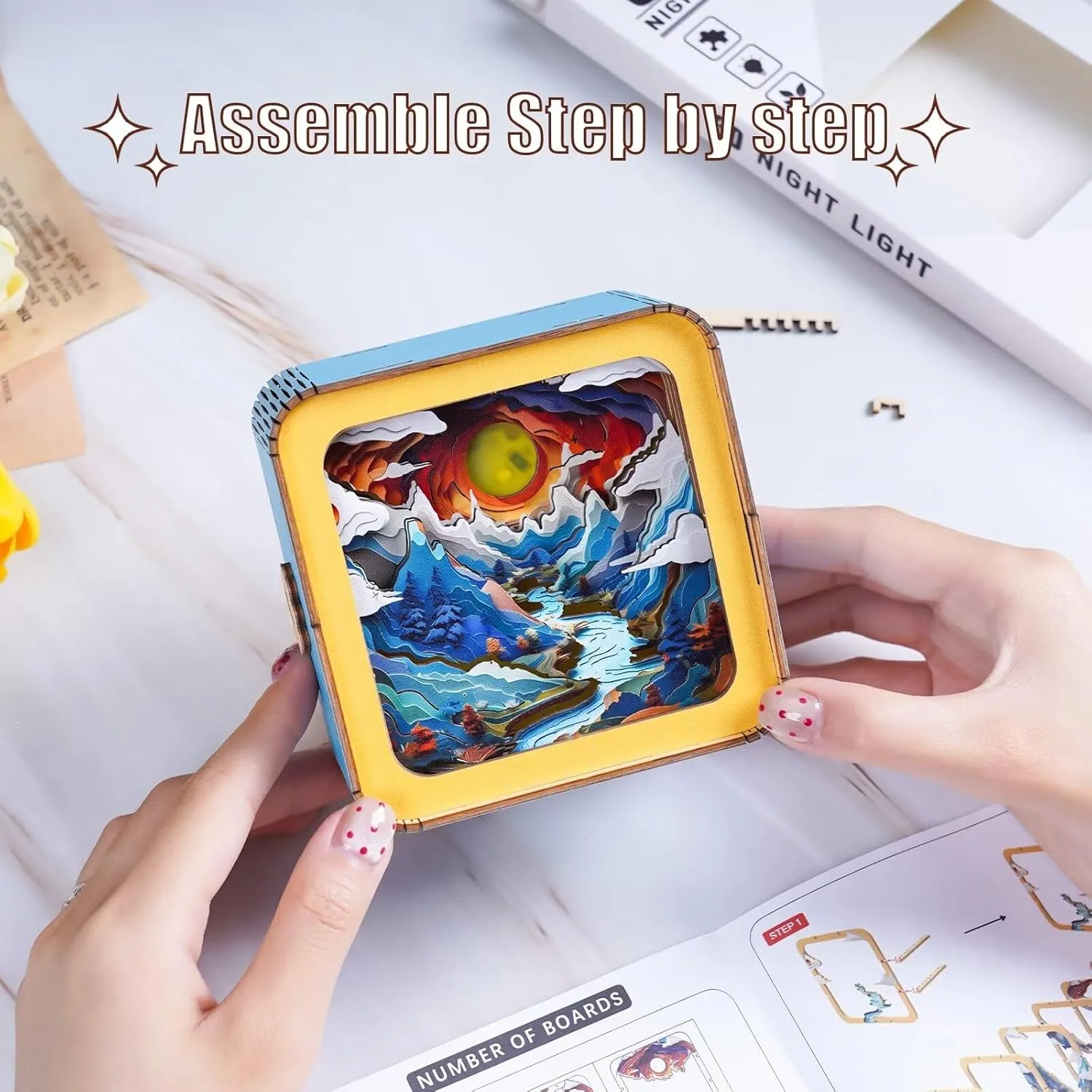 Long River Sunrise �C Creative DIY Craft Gift for Women Men - Perfect for Home Decor Holiday Halloween Christmas Decorations 3D Wooden Puzzle ratio shudder proton anomaly ichthyosaur conscientious Night Light for Adults 