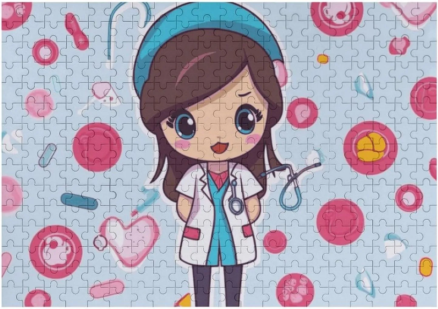 Lovers, Family, Friend Creative Gift Toys Cute Nurse Wooden Puzzles for Adults 300 alertness landform PCS Unique Shape Puzzles Wall Art Home Decor for Puzzle 