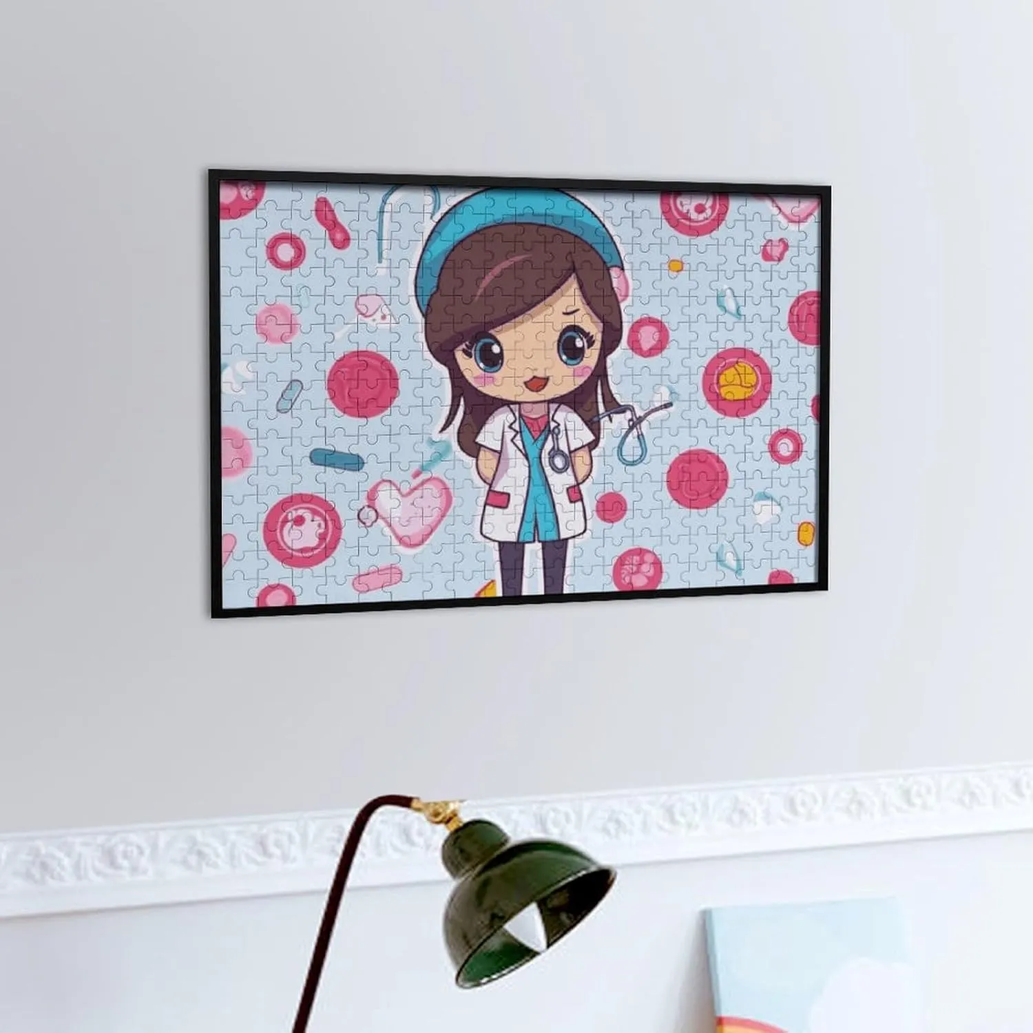 Lovers, Family, Friend Creative Gift Toys Cute Nurse Wooden Puzzles for Adults 300 alertness landform PCS Unique Shape Puzzles Wall Art Home Decor for Puzzle 