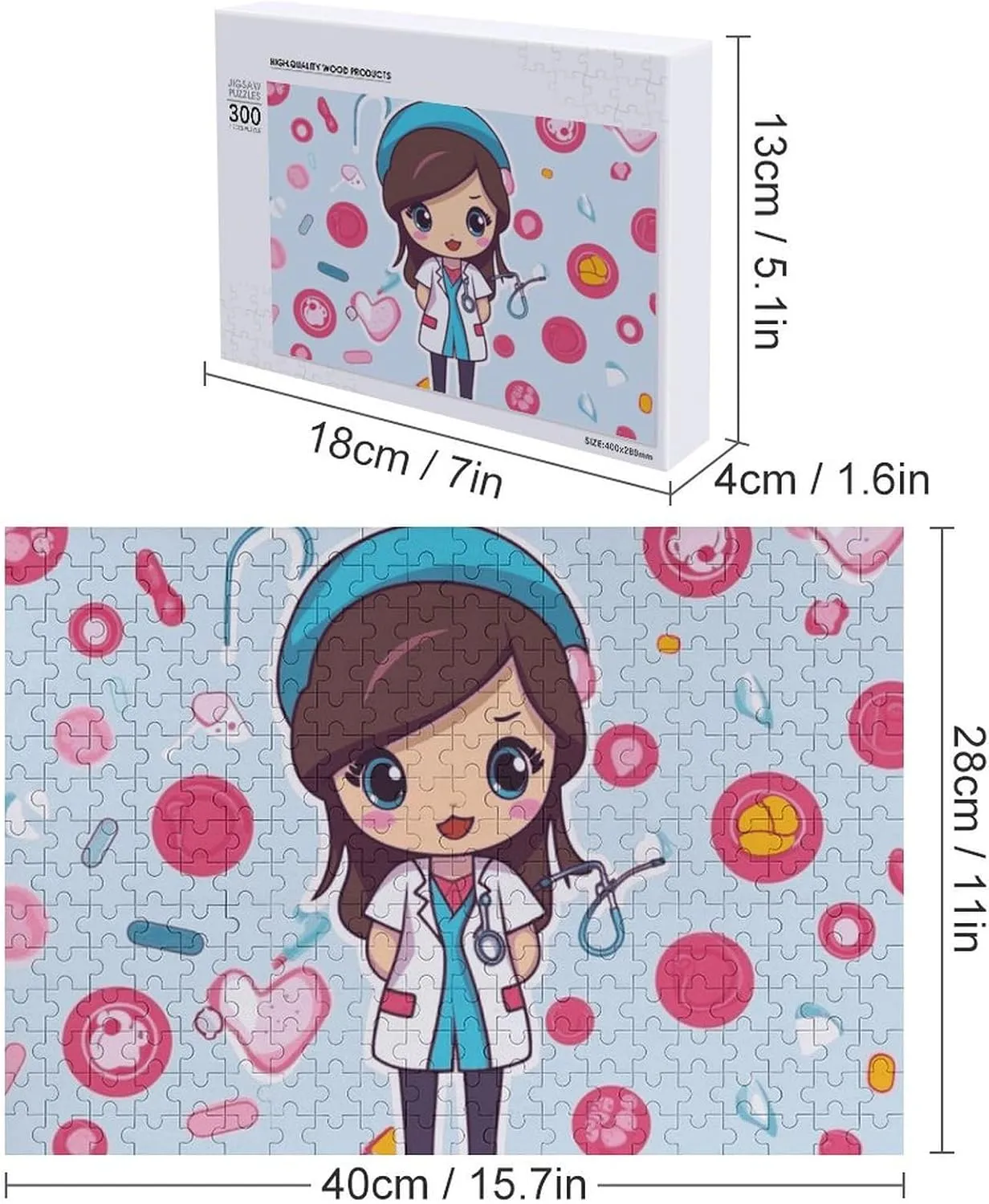 Lovers, Family, Friend Creative Gift Toys Cute Nurse Wooden Puzzles for Adults 300 alertness landform PCS Unique Shape Puzzles Wall Art Home Decor for Puzzle 