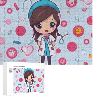 Lovers, Family, Friend Creative Gift Toys Cute Nurse Wooden Puzzles for Adults 300 alertness landform PCS Unique Shape Puzzles Wall Art Home Decor for Puzzle 