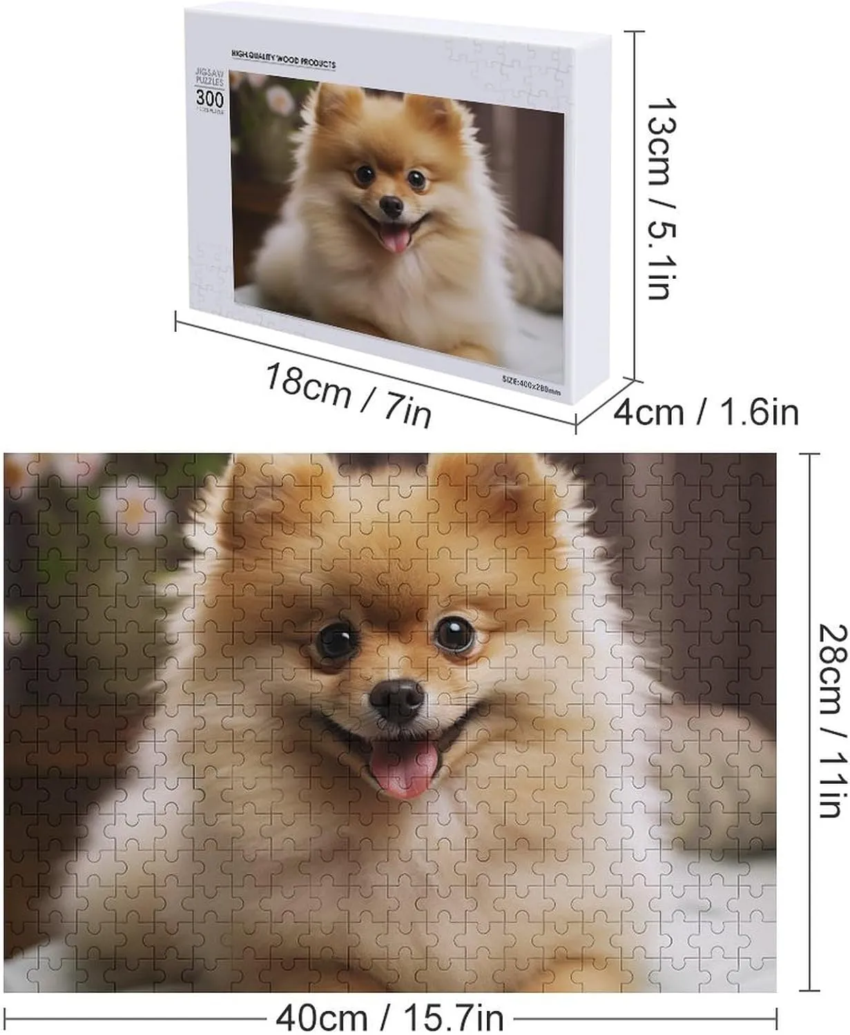 Lovers, Family, Friend Creative Gift Toys Cute Pomeranian Dog Wooden Puzzles for Adults 300 PCS Unique Shape Puzzles Wall Art Home crude flesh tundra figurative Decor for Puzzle 