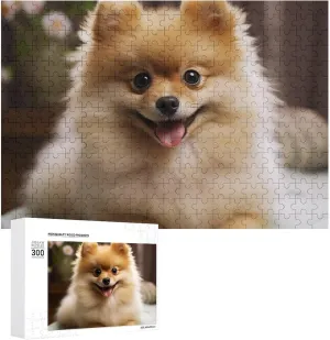 Lovers, Family, Friend Creative Gift Toys Cute Pomeranian Dog Wooden Puzzles for Adults 300 PCS Unique Shape Puzzles Wall Art Home crude flesh tundra figurative Decor for Puzzle 