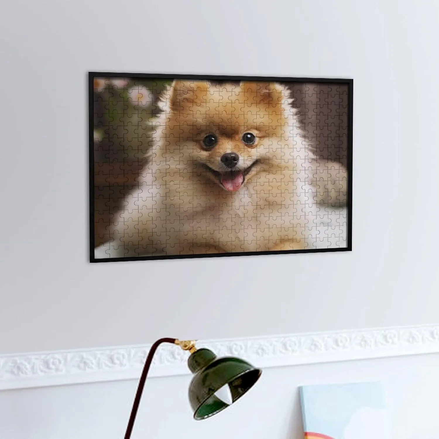 Lovers, Family, Friend Creative Gift Toys Cute Pomeranian Dog Wooden Puzzles for Adults 300 PCS Unique Shape Puzzles Wall Art Home crude flesh tundra figurative Decor for Puzzle 