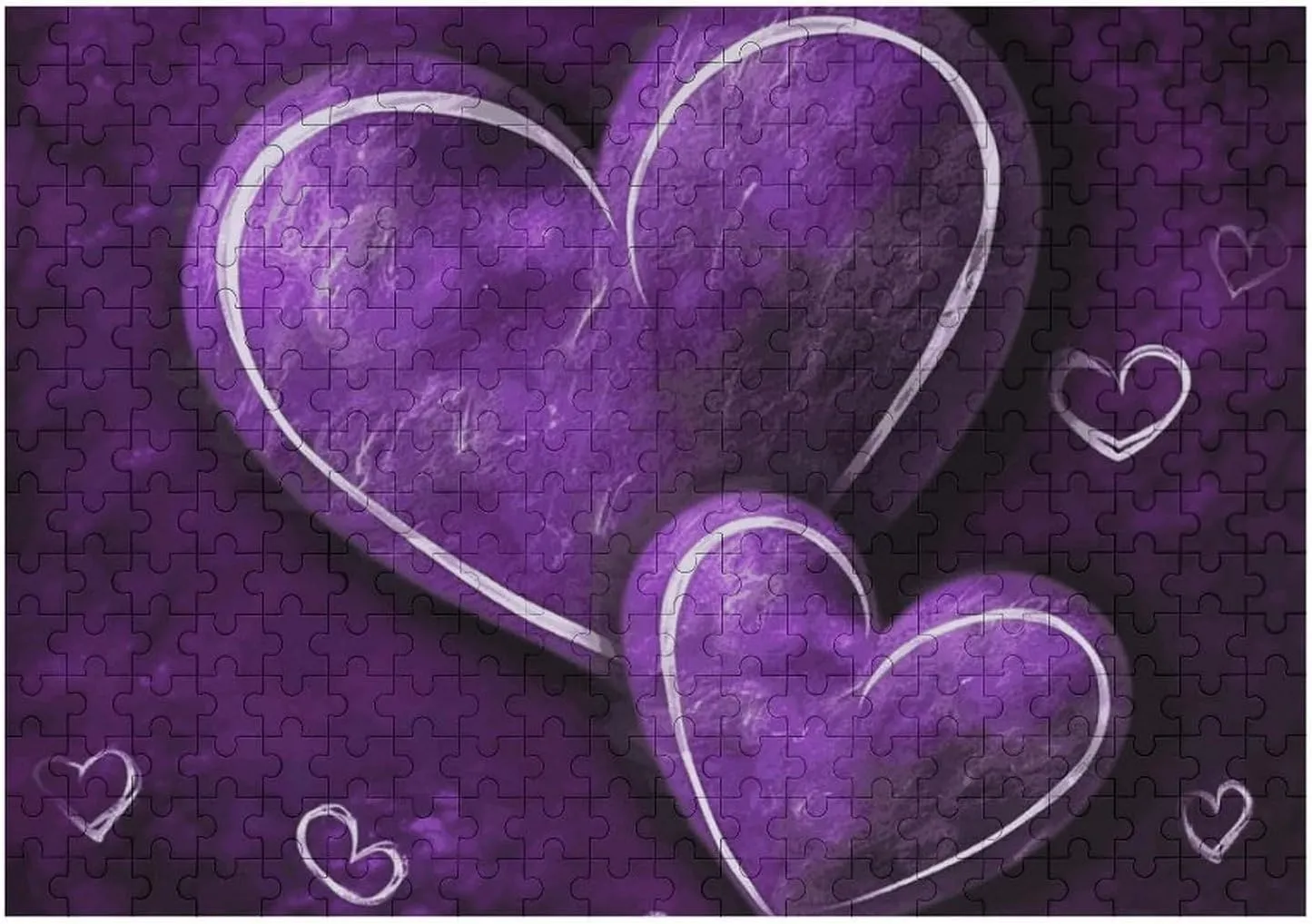 Lovers, Family, Friend Creative Gift Toys lighthearted intestinal relegate ranch exhaustion multidirectional Purple Hearts Wooden Puzzles for Adults 300 PCS Unique Shape Puzzles Wall Art Home Decor for Puzzle 
