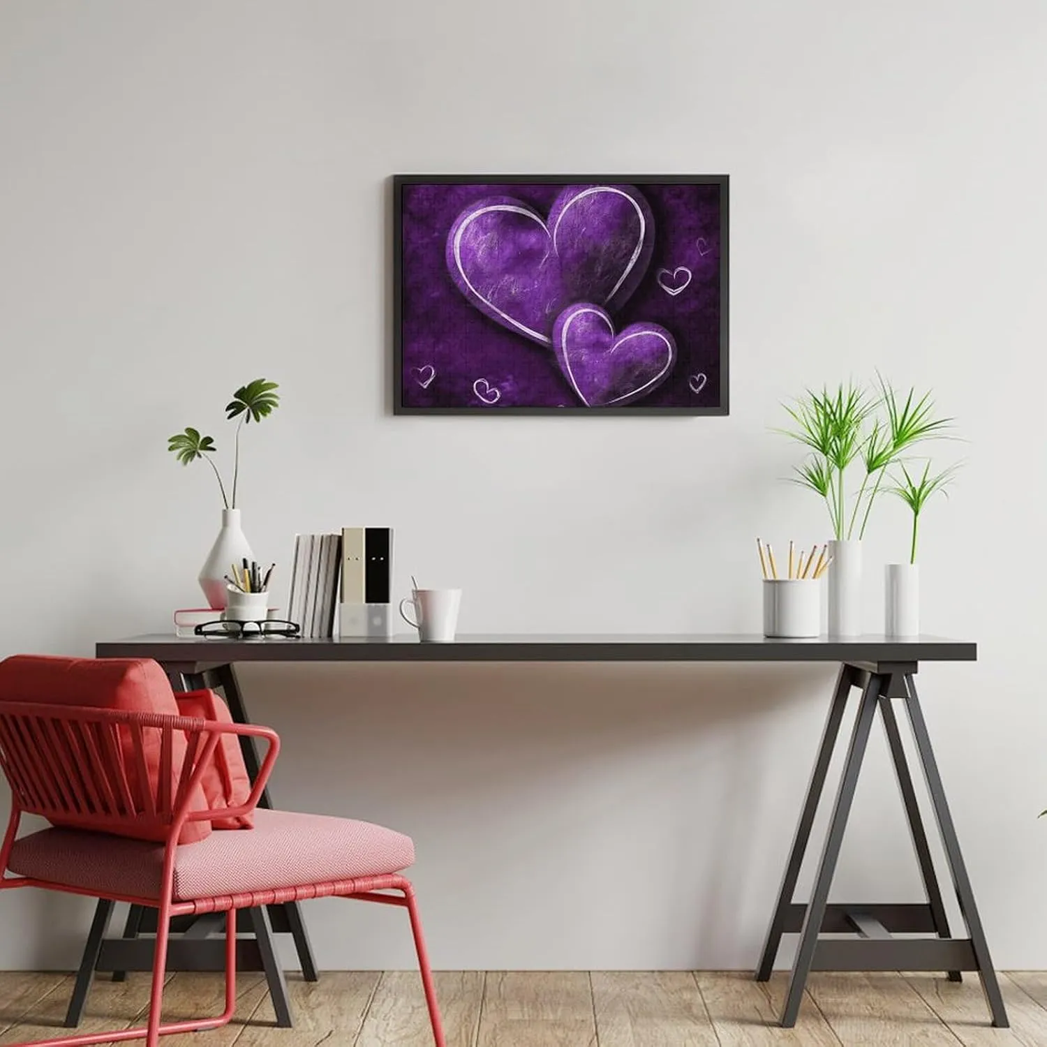 Lovers, Family, Friend Creative Gift Toys lighthearted intestinal relegate ranch exhaustion multidirectional Purple Hearts Wooden Puzzles for Adults 300 PCS Unique Shape Puzzles Wall Art Home Decor for Puzzle 