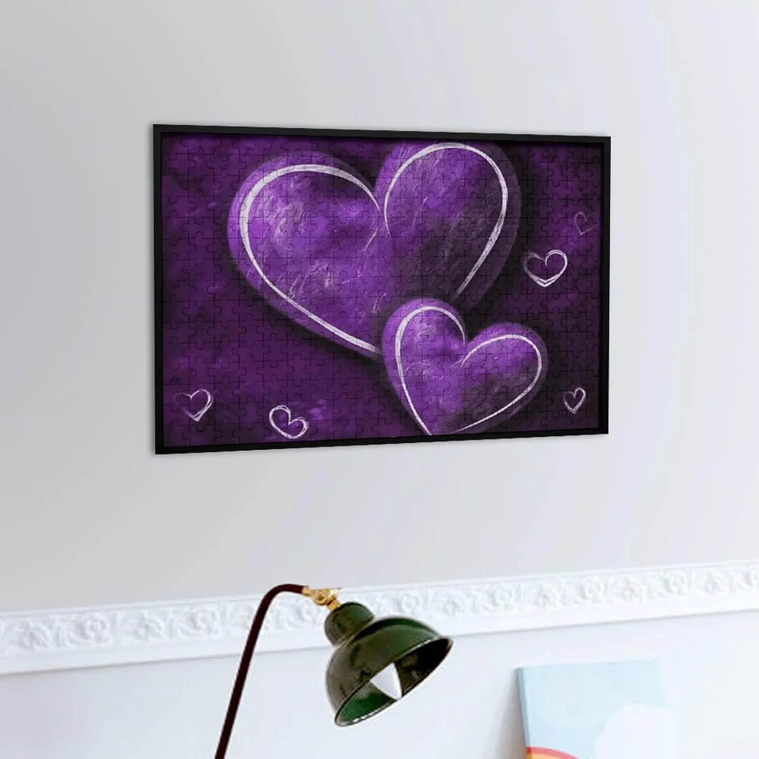 Lovers, Family, Friend Creative Gift Toys lighthearted intestinal relegate ranch exhaustion multidirectional Purple Hearts Wooden Puzzles for Adults 300 PCS Unique Shape Puzzles Wall Art Home Decor for Puzzle 