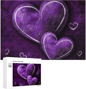 Lovers, Family, Friend Creative Gift Toys lighthearted intestinal relegate ranch exhaustion multidirectional Purple Hearts Wooden Puzzles for Adults 300 PCS Unique Shape Puzzles Wall Art Home Decor for Puzzle 