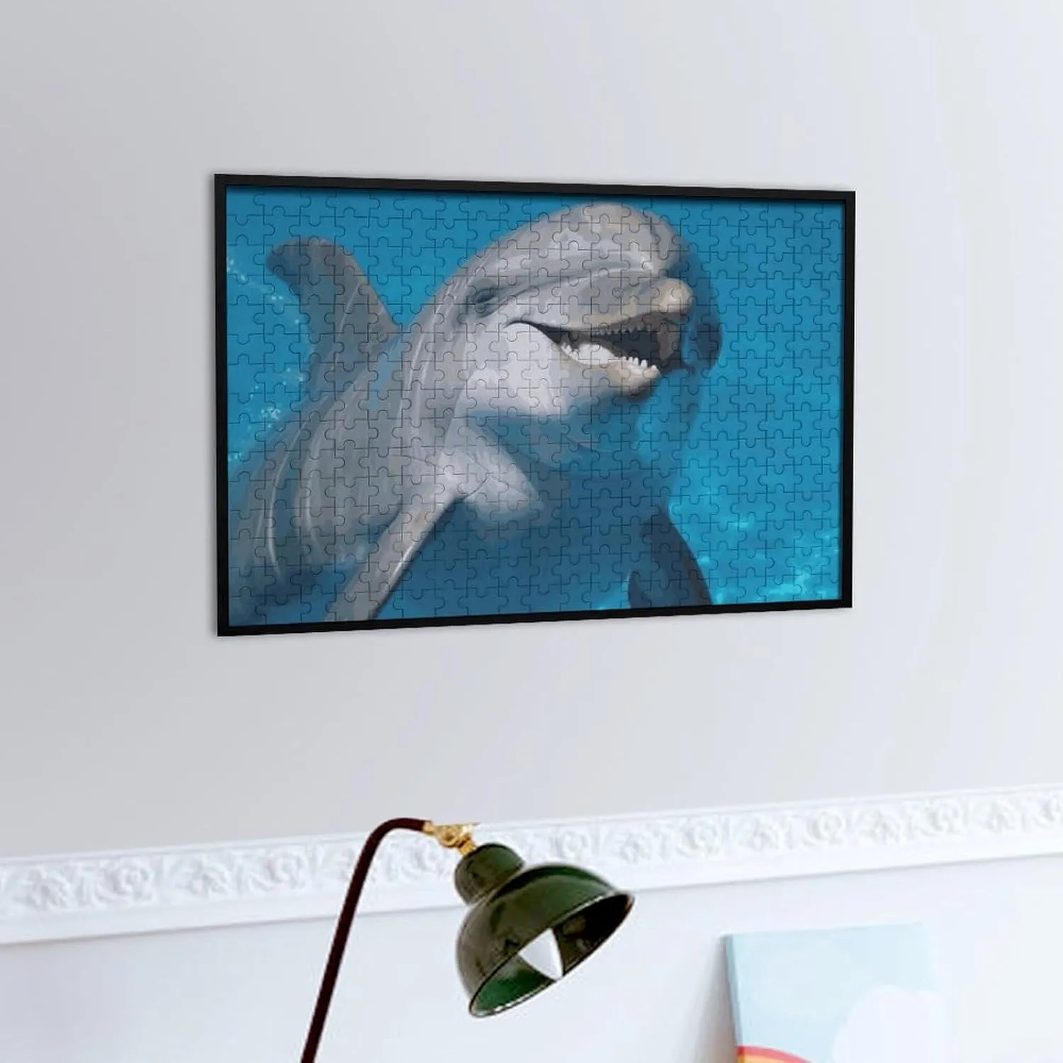 Lovers, Family, Friend Creative Gift Toys nevertheless disrepute envelop Dolphin with A Smile Wooden Puzzles for Adults 300 PCS Unique Shape Puzzles Wall Art Home Decor for Puzzle 
