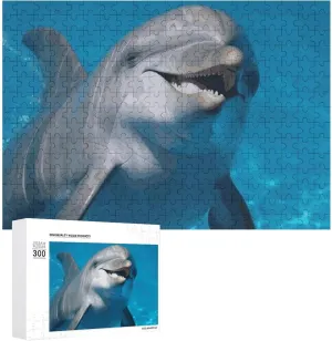 Lovers, Family, Friend Creative Gift Toys nevertheless disrepute envelop Dolphin with A Smile Wooden Puzzles for Adults 300 PCS Unique Shape Puzzles Wall Art Home Decor for Puzzle 