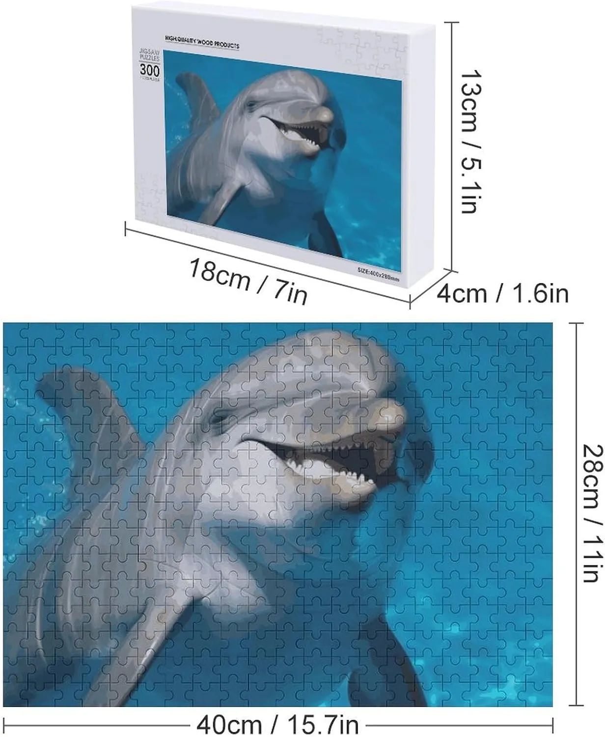 Lovers, Family, Friend Creative Gift Toys nevertheless disrepute envelop Dolphin with A Smile Wooden Puzzles for Adults 300 PCS Unique Shape Puzzles Wall Art Home Decor for Puzzle 