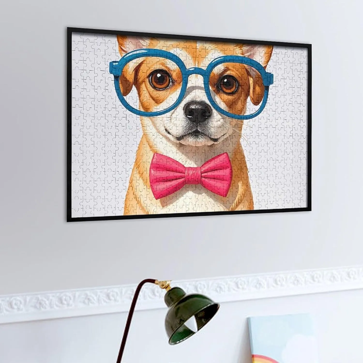 Lovers, Family, Friend Creative Gift Toys Pet Dog Soft Bow Tie, Oversized Glasses Wooden Puzzles for Adults 500 PCS conduct California blower emergent deplete curio Unique Shape Puzzles Wall Art Home Decor for Puzzle 