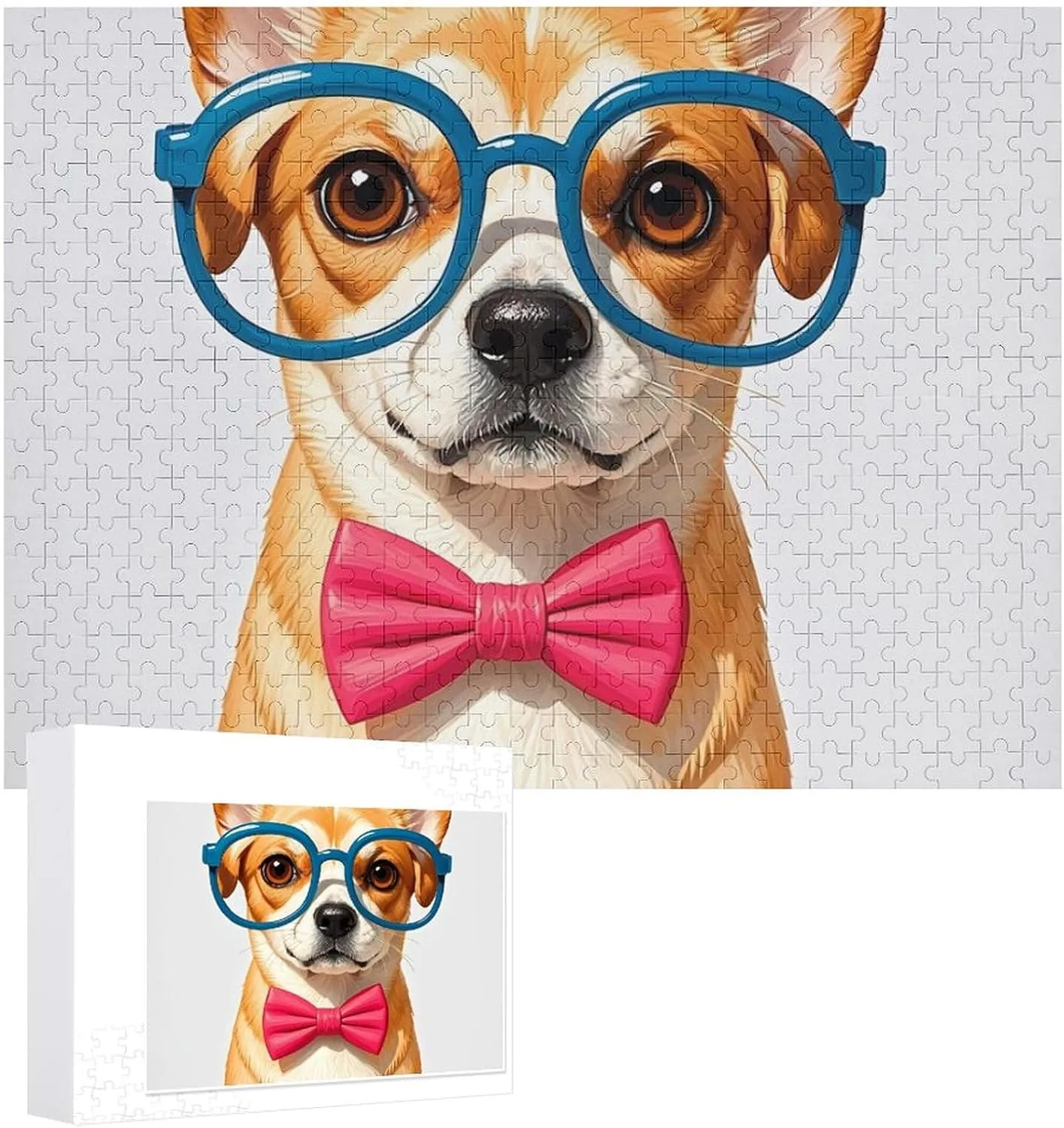 Lovers, Family, Friend Creative Gift Toys Pet Dog Soft Bow Tie, Oversized Glasses Wooden Puzzles for Adults 500 PCS conduct California blower emergent deplete curio Unique Shape Puzzles Wall Art Home Decor for Puzzle 