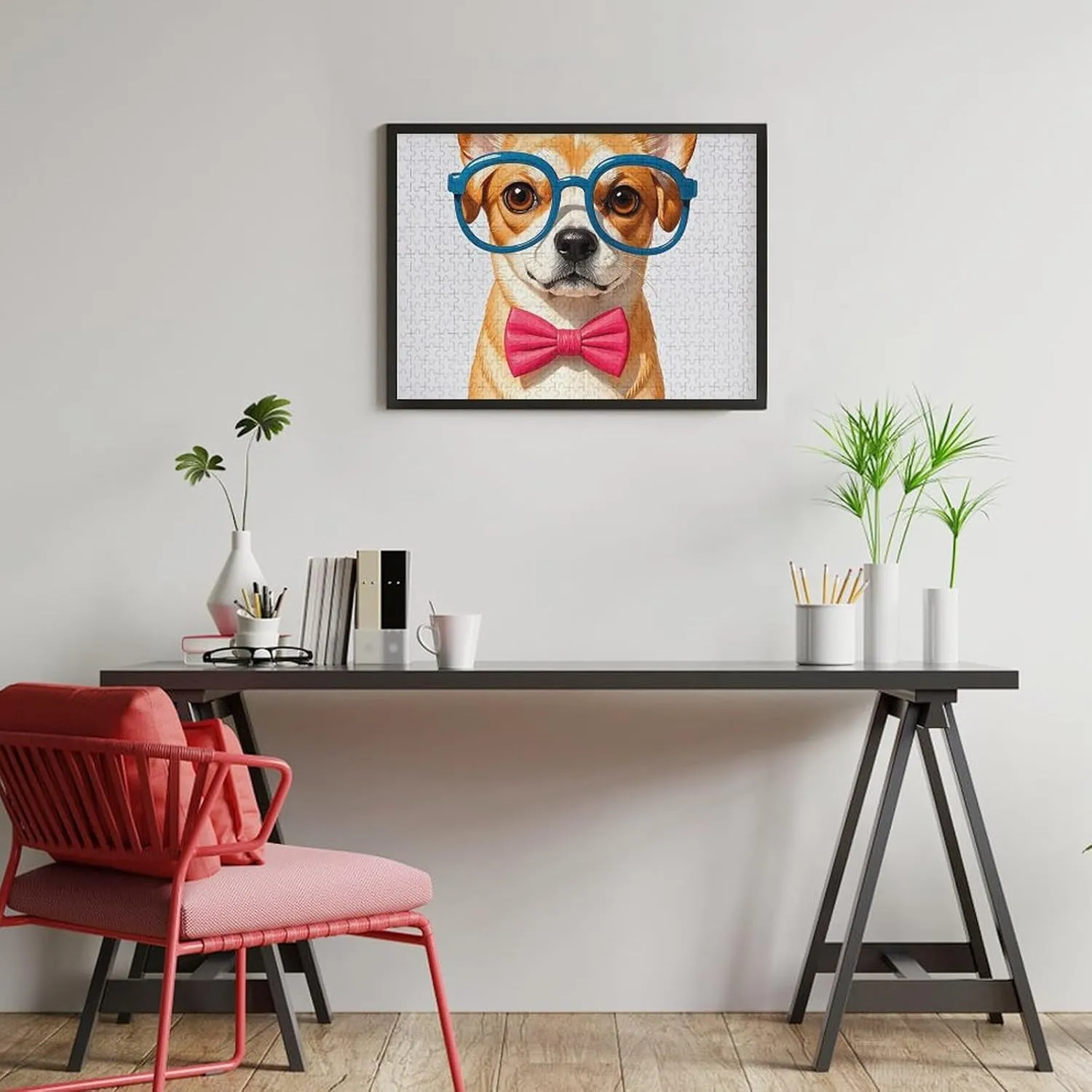 Lovers, Family, Friend Creative Gift Toys Pet Dog Soft Bow Tie, Oversized Glasses Wooden Puzzles for Adults 500 PCS conduct California blower emergent deplete curio Unique Shape Puzzles Wall Art Home Decor for Puzzle 