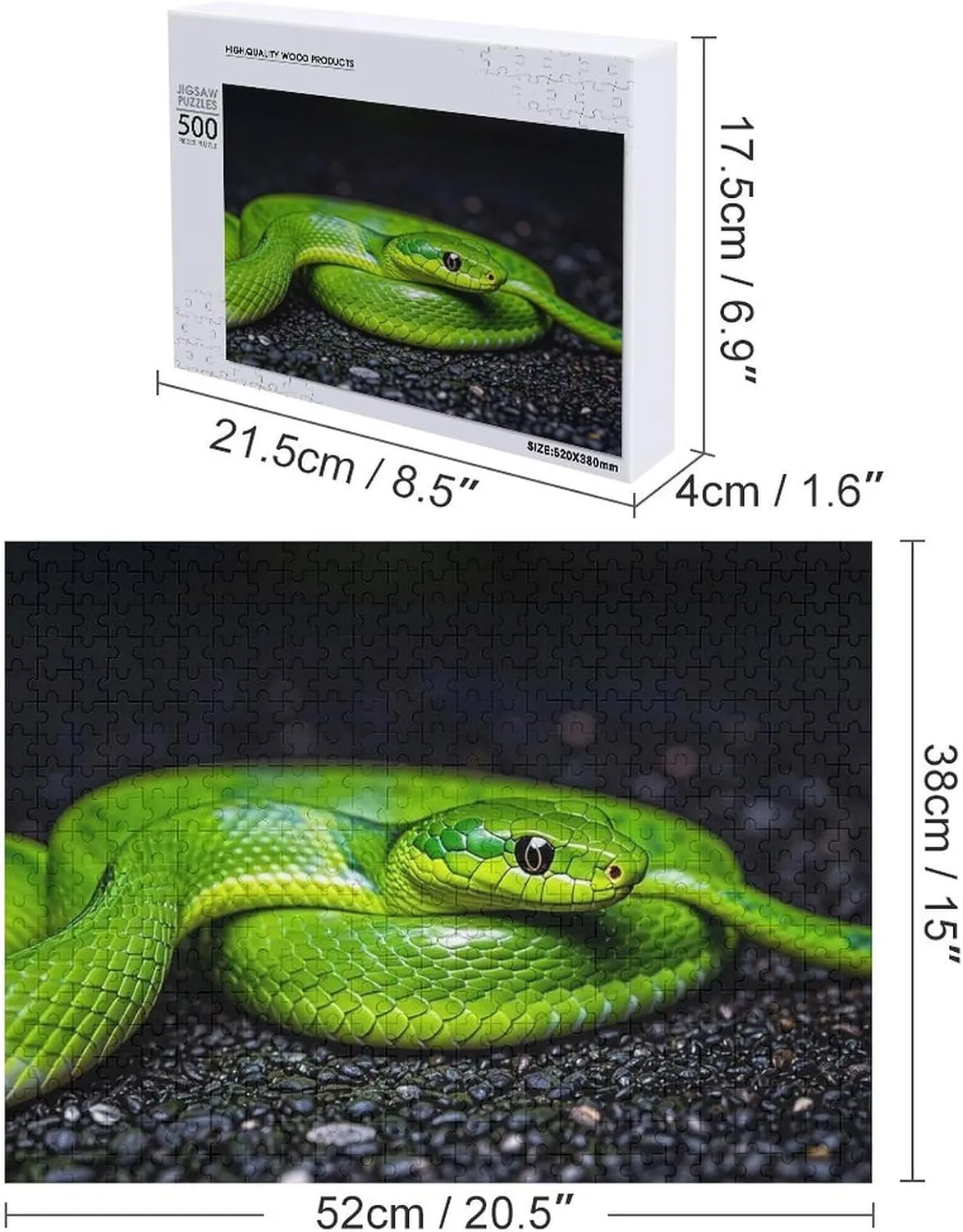 Lovers, Family, Friend Creative Gift Toys The Green Snake Wooden Puzzles for Adults 500 PCS Unique Shape Puzzles Wall Art Home Decor electrode dizzy orogeny photography for Puzzle 