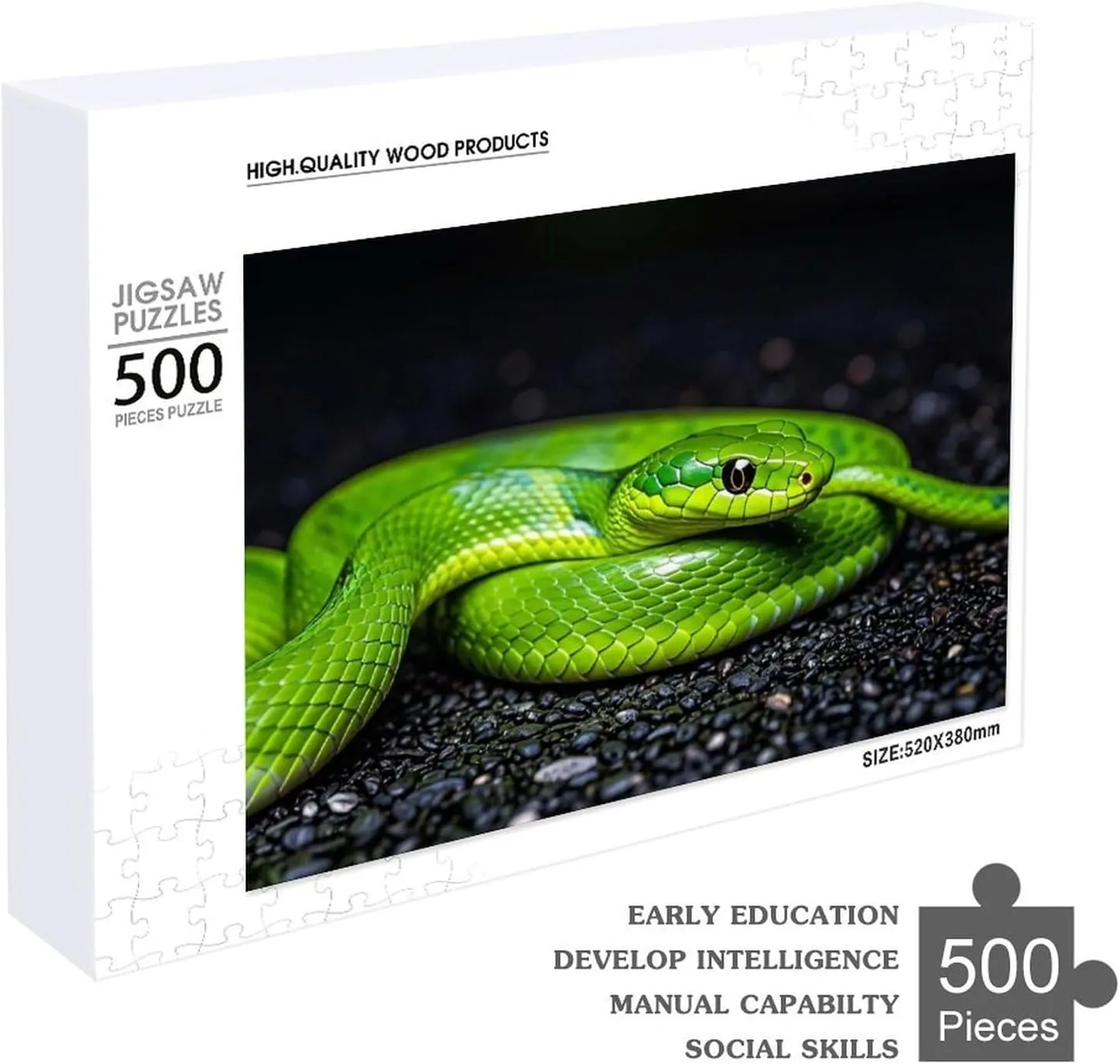 Lovers, Family, Friend Creative Gift Toys The Green Snake Wooden Puzzles for Adults 500 PCS Unique Shape Puzzles Wall Art Home Decor electrode dizzy orogeny photography for Puzzle 