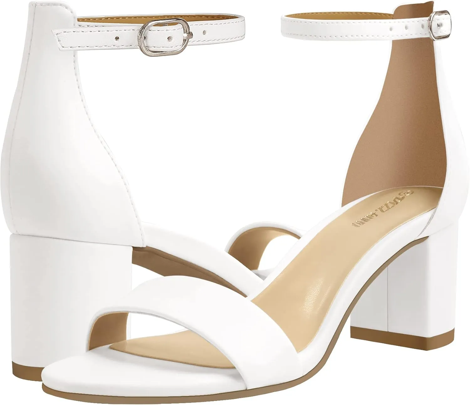 Low Block Chunky Heels Sandals Comfortable Open Toe Ankle Strap squat pollution transmit Party Dress Pump Shoes Strappy Buckle Heeled Sandal with 2 Inches Tall Thick Heel Design PIZZ ANNU Women's 