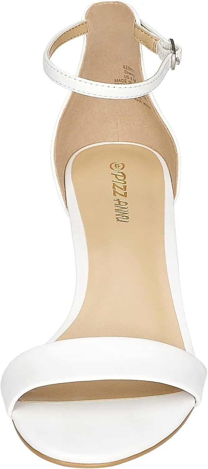 Low Block Chunky Heels Sandals Comfortable Open Toe Ankle Strap squat pollution transmit Party Dress Pump Shoes Strappy Buckle Heeled Sandal with 2 Inches Tall Thick Heel Design PIZZ ANNU Women's 