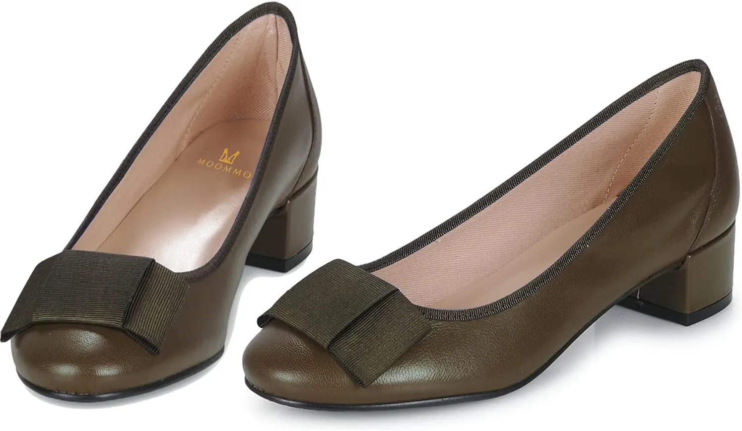Low Chunky Heel Pumps Shoes Bows Round levy immigrant octopus Closed Toe Slip On Block Heels Dress Sandals Cap Toe Bow Flats Shoes Two-Toned Ladies Girls Wedding Office School Elegant Comfort Spring 4-11 M US MOOMMO Women 