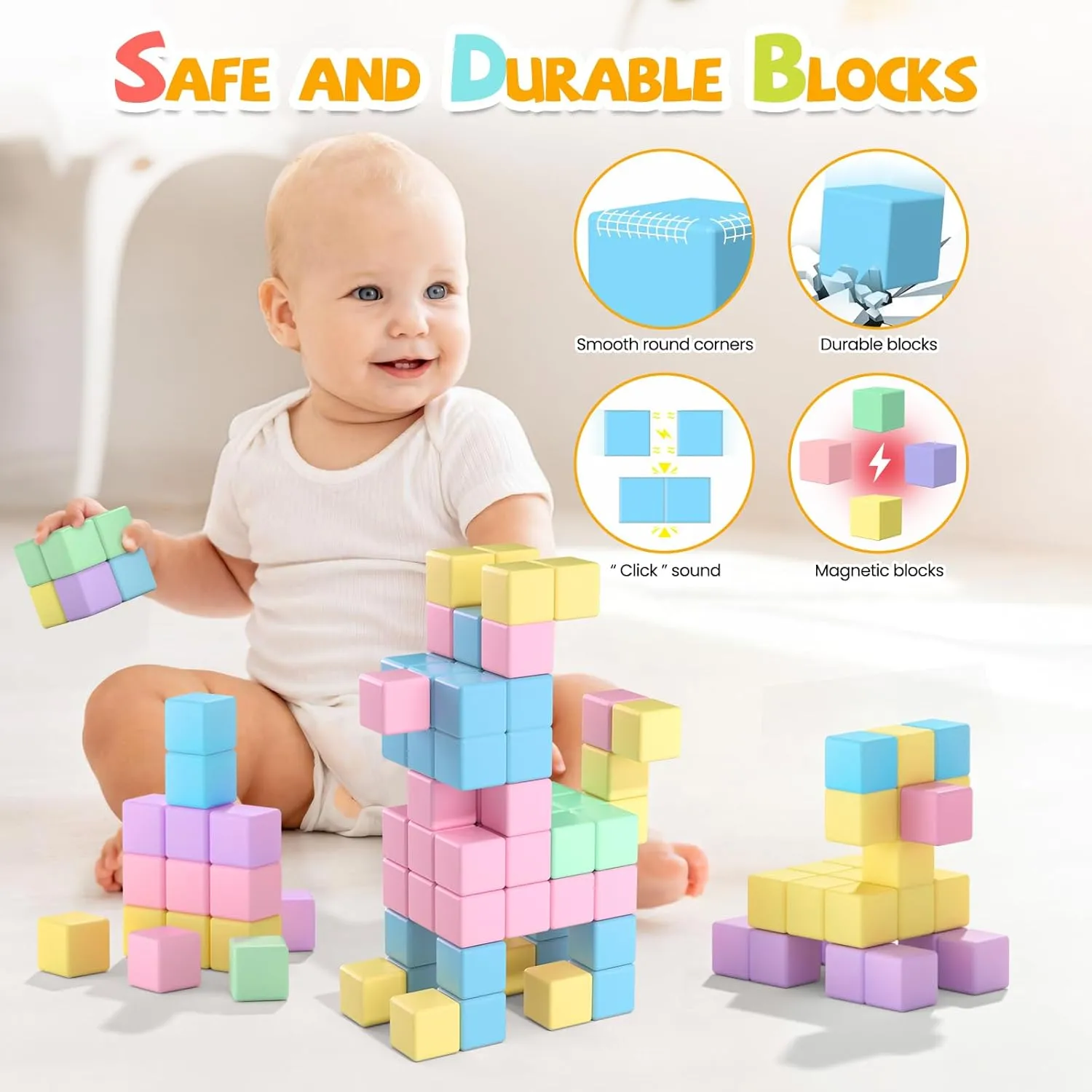 Magnetic Building Blocks Magnet Toys for Kids Ages ideomotor 1-3 3-5 4-8$ Sensory Montessori Magnet Cubes Classroom Must Haves for Boys Girls Age 2-4 45PCS Magnetic Blocks Toddler Toys$ 