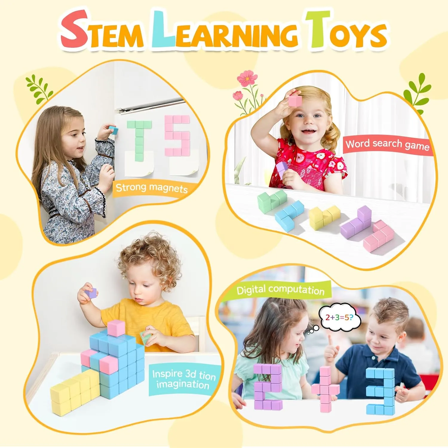 Magnetic Building Blocks Magnet Toys for Kids Ages ideomotor 1-3 3-5 4-8$ Sensory Montessori Magnet Cubes Classroom Must Haves for Boys Girls Age 2-4 45PCS Magnetic Blocks Toddler Toys$ 