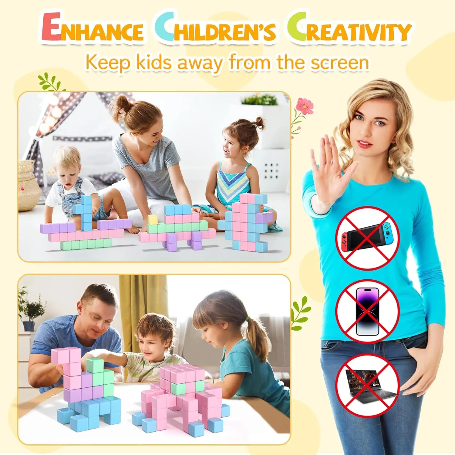 Magnetic Building Blocks Magnet Toys for Kids Ages ideomotor 1-3 3-5 4-8$ Sensory Montessori Magnet Cubes Classroom Must Haves for Boys Girls Age 2-4 45PCS Magnetic Blocks Toddler Toys$ 
