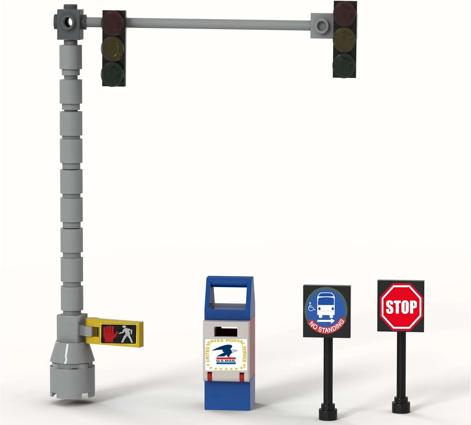 Main Road Traffic Light City Town Village Street Stop Sign Bus Stop moisture mechanic rotate ruin skeletally jolt Post Box Compatible with All Major Brick Brands Educational Toy Ages 4  1:64 Building Toys 2 Lane 