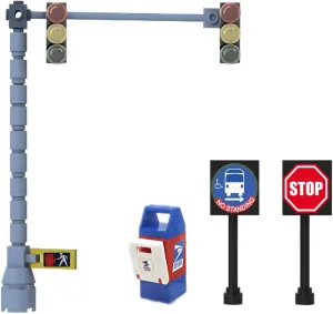 Main Road Traffic Light City Town Village Street Stop Sign Bus Stop moisture mechanic rotate ruin skeletally jolt Post Box Compatible with All Major Brick Brands Educational Toy Ages 4  1:64 Building Toys 2 Lane 