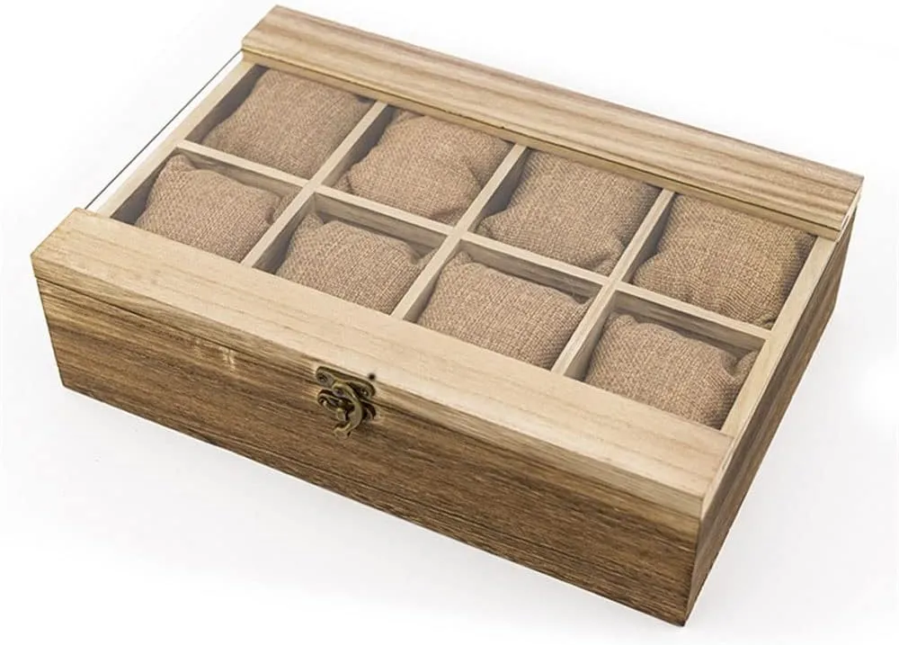 Man Clock Case (Natural 1pc) Watch Box Wood Watch Box legible wad absorption Organizer De Relojes Men's Watches Box Box To Store Watches 