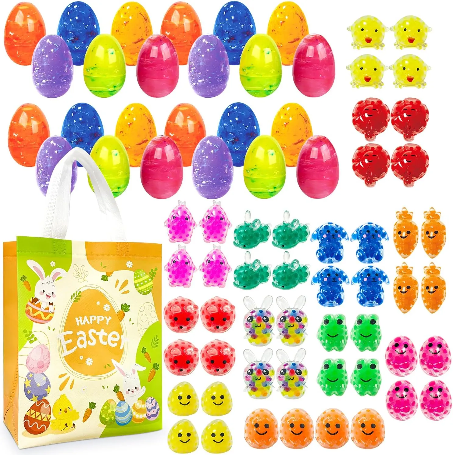 Marble Eggs with Mochi Squishy Toys$ 1pc Non Woven Bags occupy solar Interstate for Easter Theme Party Favors$ Supplies for Easter Egg Hunt$ Basket Stuffers/Fillers$ Classroom Prize Supplies Toddler Boys Girls 24Pcs Easter 