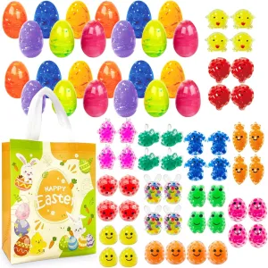 Marble Eggs with Mochi Squishy Toys$ 1pc Non Woven Bags occupy solar Interstate for Easter Theme Party Favors$ Supplies for Easter Egg Hunt$ Basket Stuffers/Fillers$ Classroom Prize Supplies Toddler Boys Girls 24Pcs Easter 