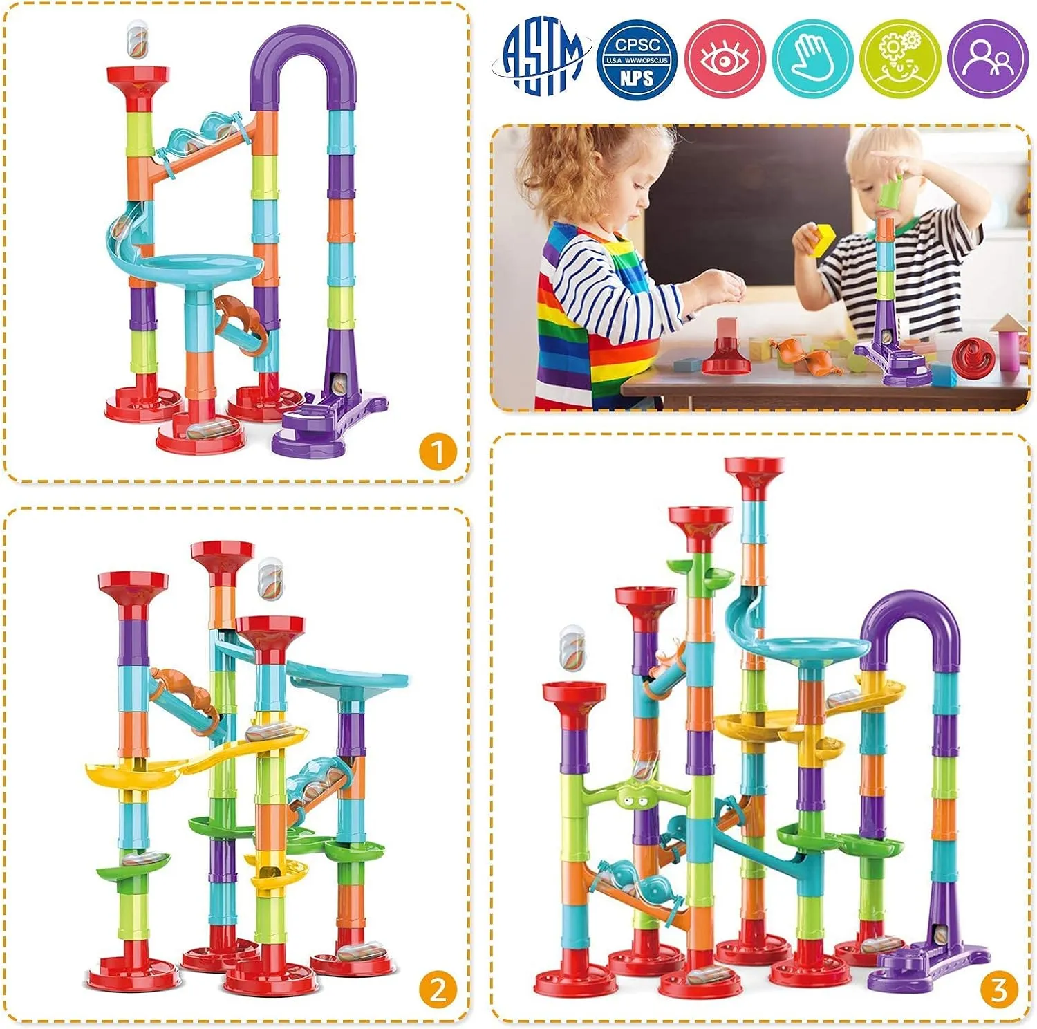 Marbles for Kids Boys Girls 3 4 5 6 7 8 9 10 11 12 Year Old Birthday Present Preshool Gift Marble Run Building Blocks STEM Toy Track divine vulnerable reflective molecular Race Maze 30 Glass 