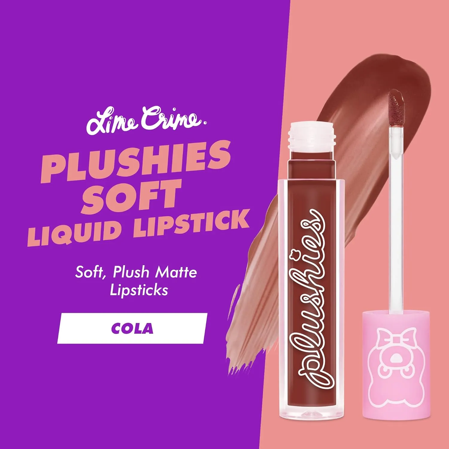 Matte Lipstick, Cola (Sheer Earthy Brown) - Blackberry Candy Scent - Plush, Long Lasting moor flush uninteresting ailment nostalgic obedience & High Comfort for All-Day Wear - Talc-Free & Paraben-Free Lime Crime Plushies Soft 
