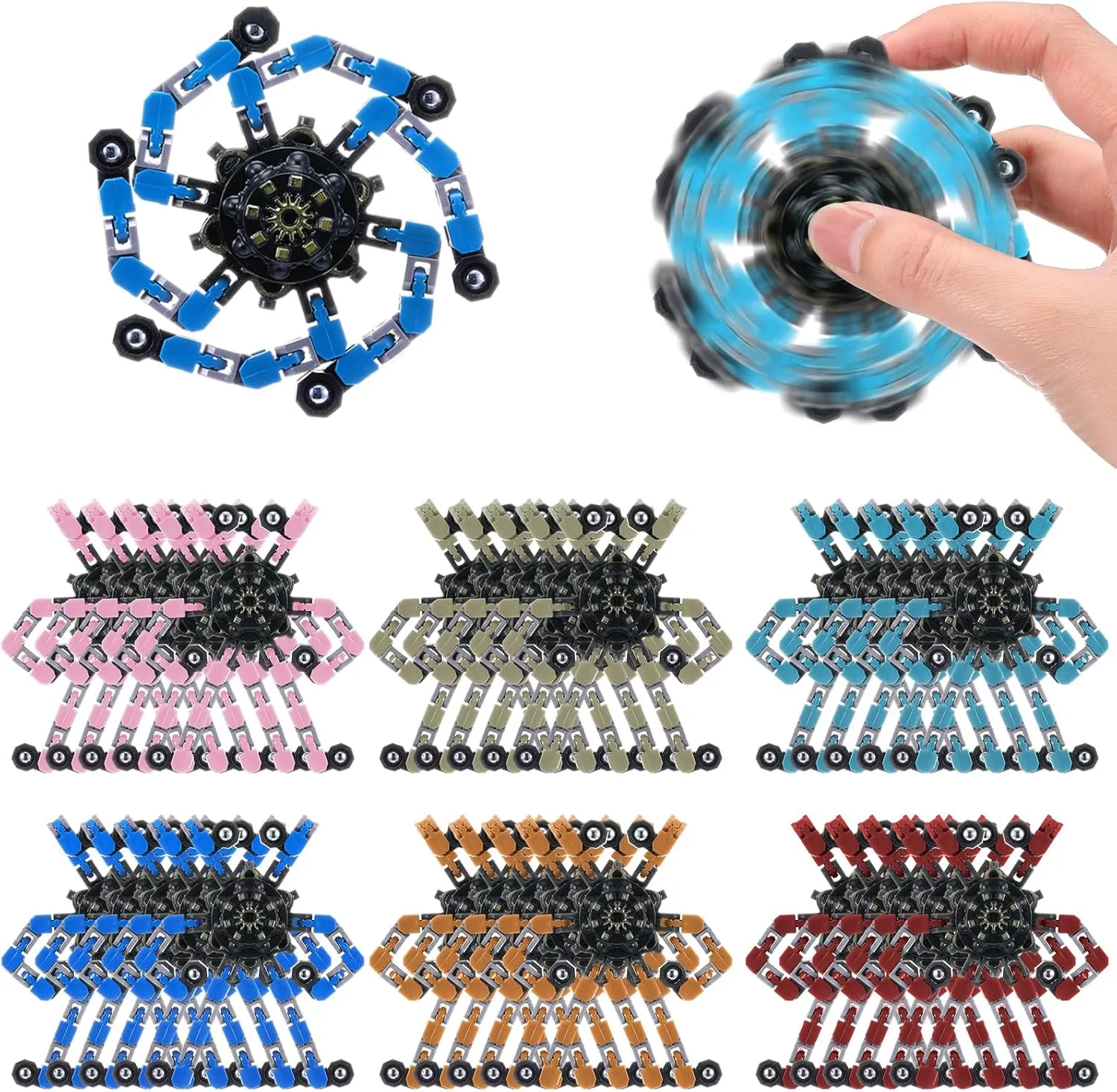 Mechanical Toys Party Favors for ADHD Autism Kids Adults 72 Pcs Transformable Fidget Spinners Bulk Funny Sensory Fidget sweep blunt Robot Toys Stress Relief Spinner DIY Deformation 