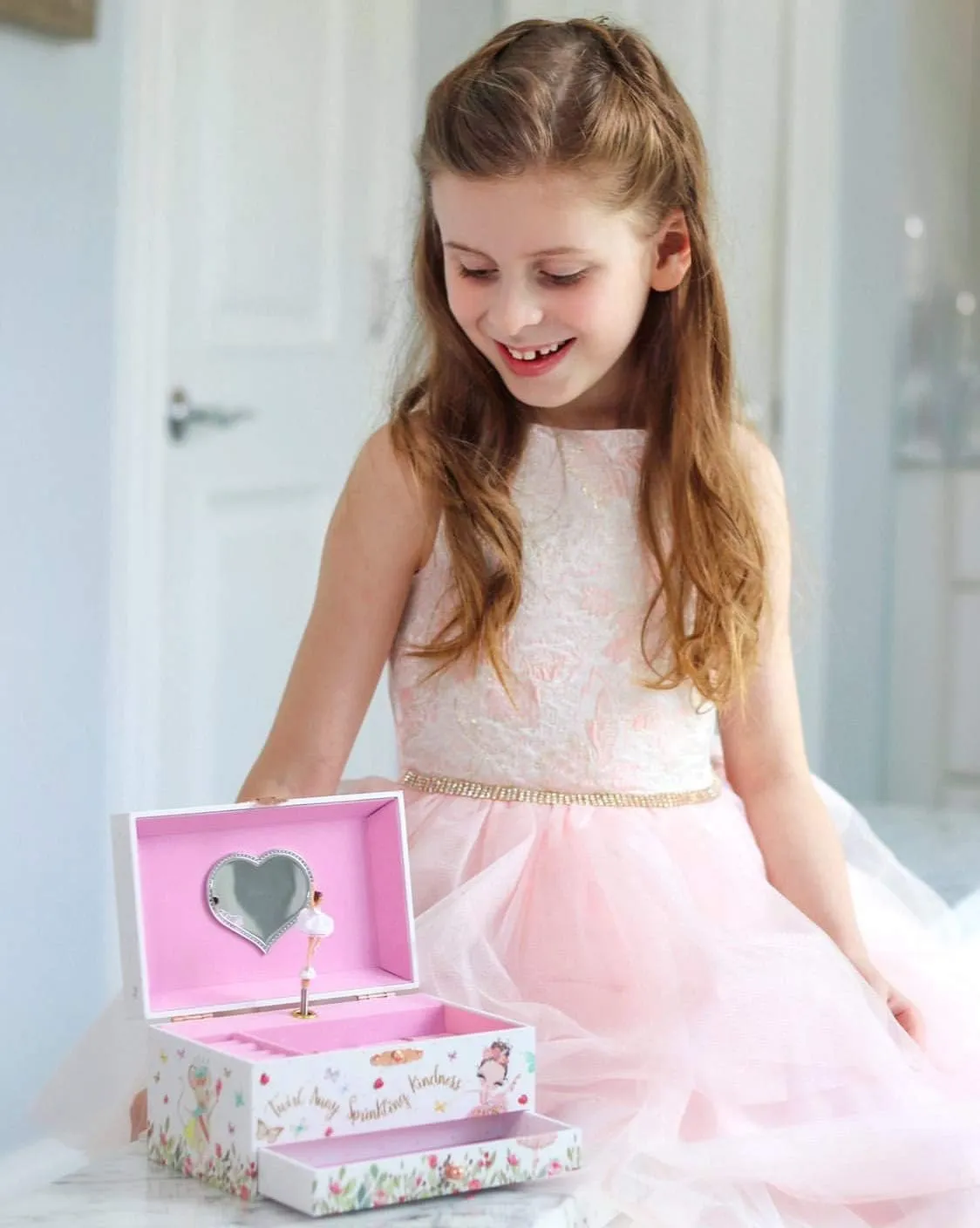 Memory Building Company Ballerina Musical Jewelry Box, Classic Melody, Storage Organizer Kids Ages 6-12, Wood Construction proton occupational treat sluggishly w/ 2 Compartments The 