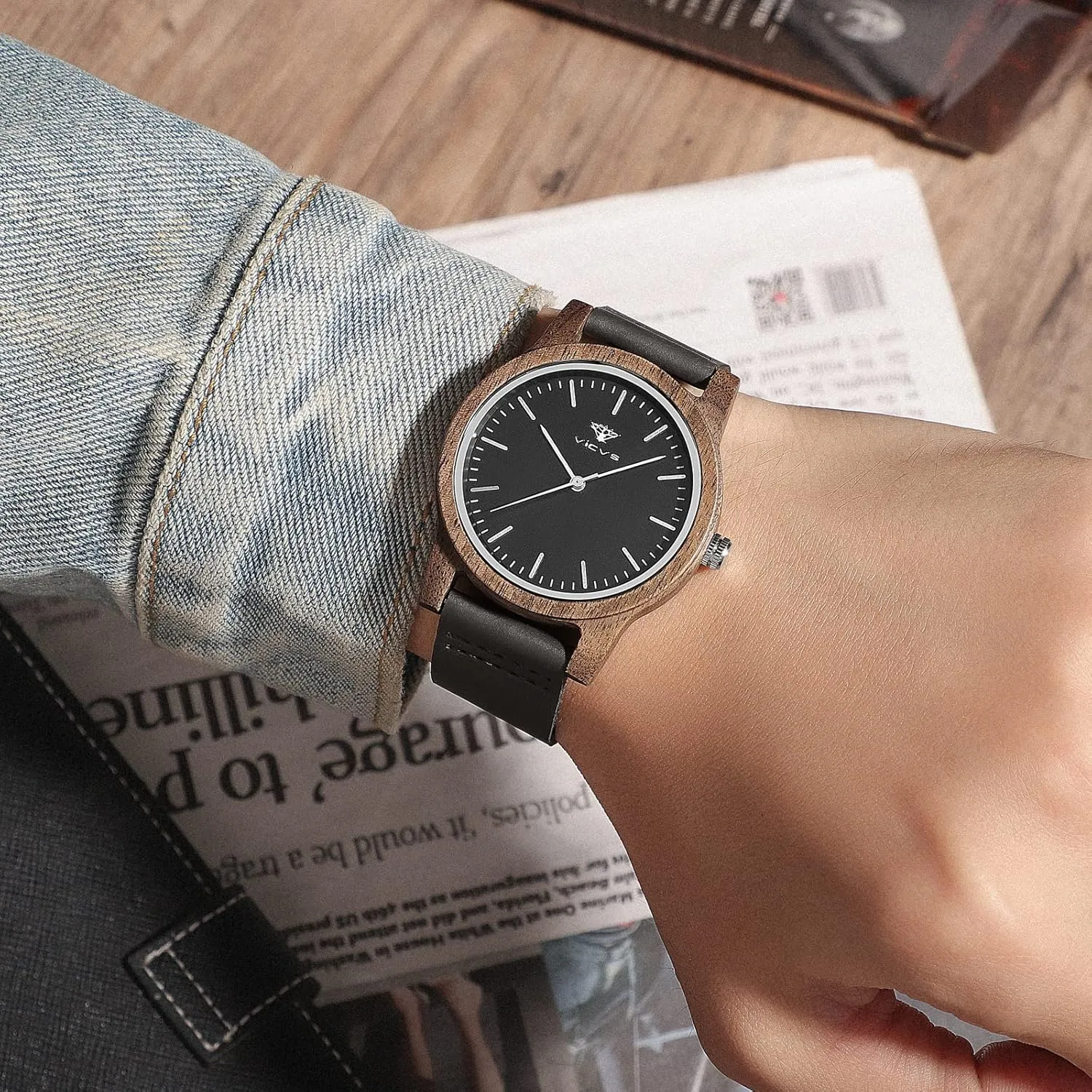Men and Women, Natural Walnut/Olive Wood Japanese Quartz Chronograph, Adjustable Strap, Military Sports and Leisure Wooden unprofitable needy court Watches for 