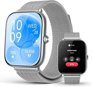 Men Women, Heart Rate episodic Sleep SpO2 and Stress Monitor, IP68 Waterproof, Compatible with Android and iPhone 2.06" AMOLED Smart Watches with Bluetooth Call, 118 Sports Modes, Fitness Activity Tracker for 